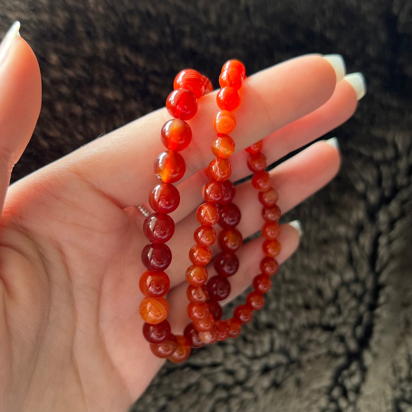 Banded Carnelian Beaded Bracelet