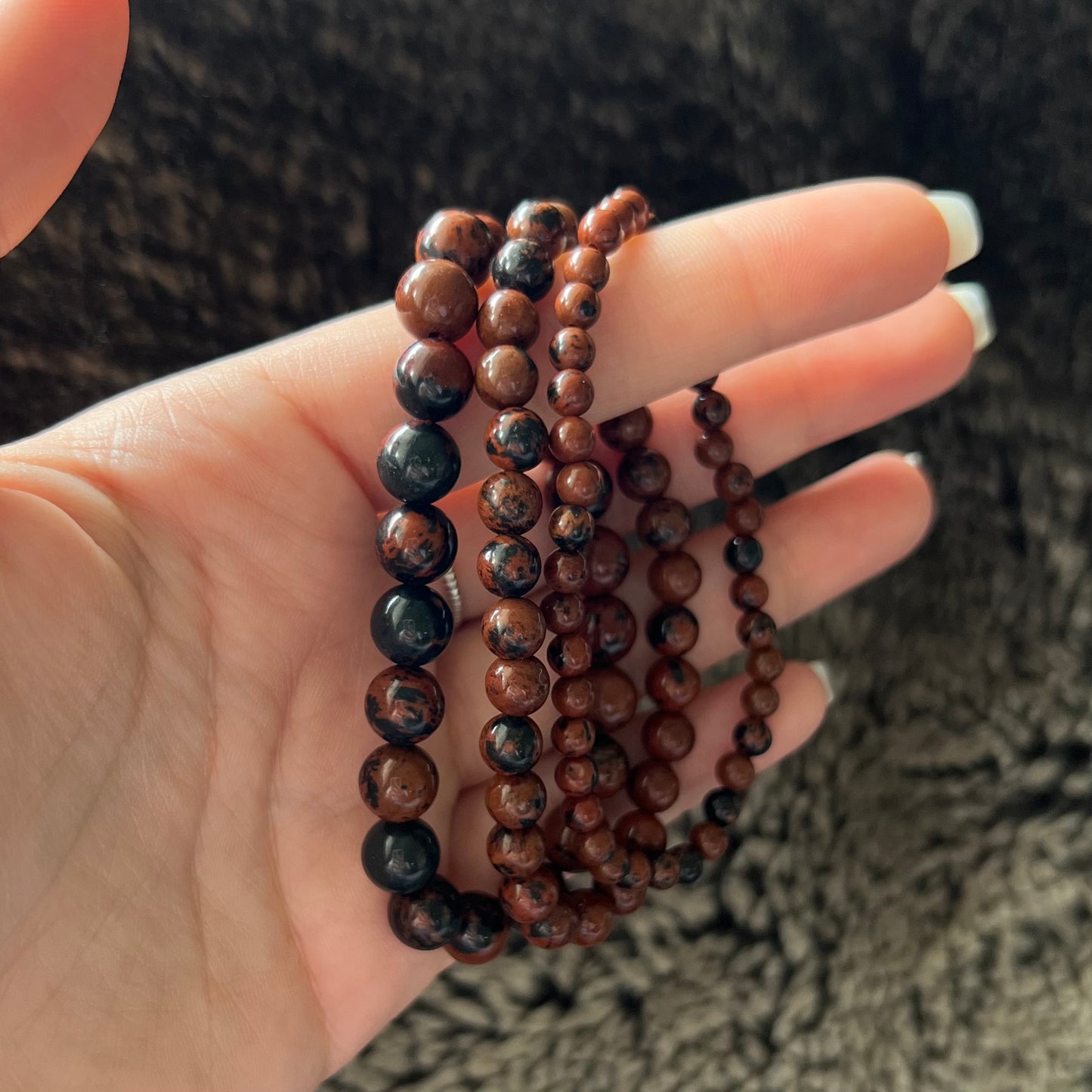 Mahogony Obsidian Beaded Bracelet