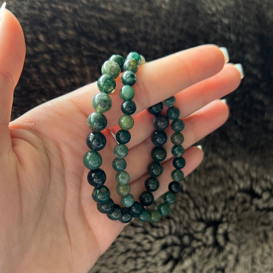 Moss Agate Beaded Bracelet