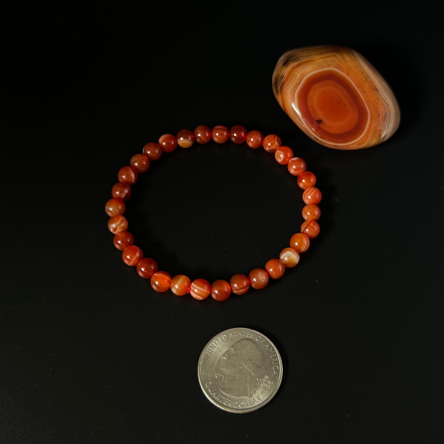 Banded Carnelian Beaded Bracelet