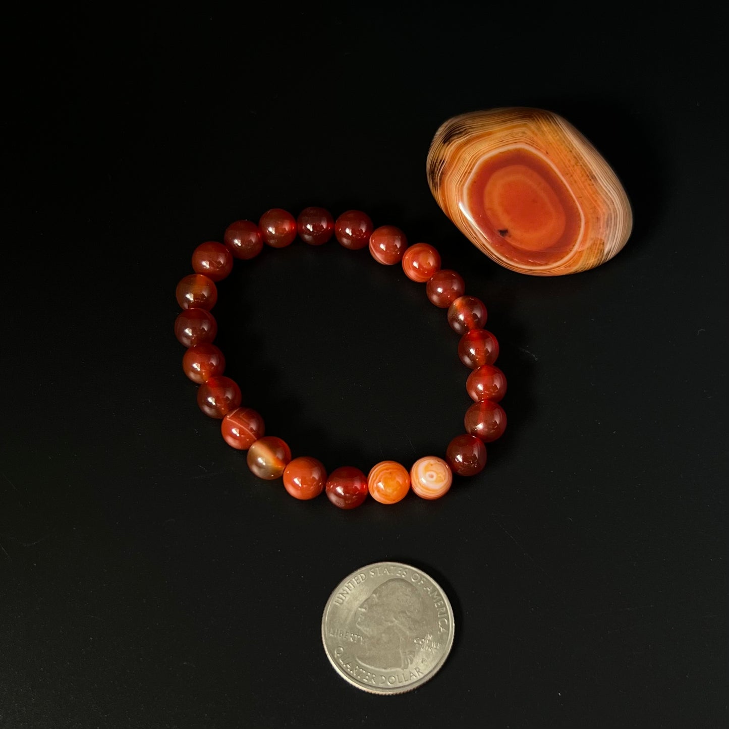 Banded Carnelian Beaded Bracelet