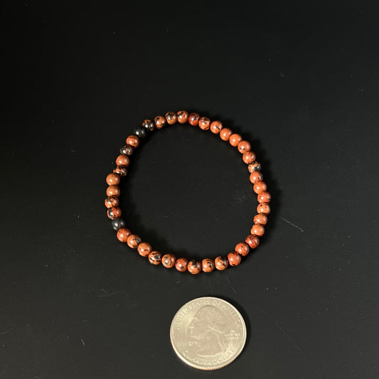 Mahogony Obsidian Beaded Bracelet